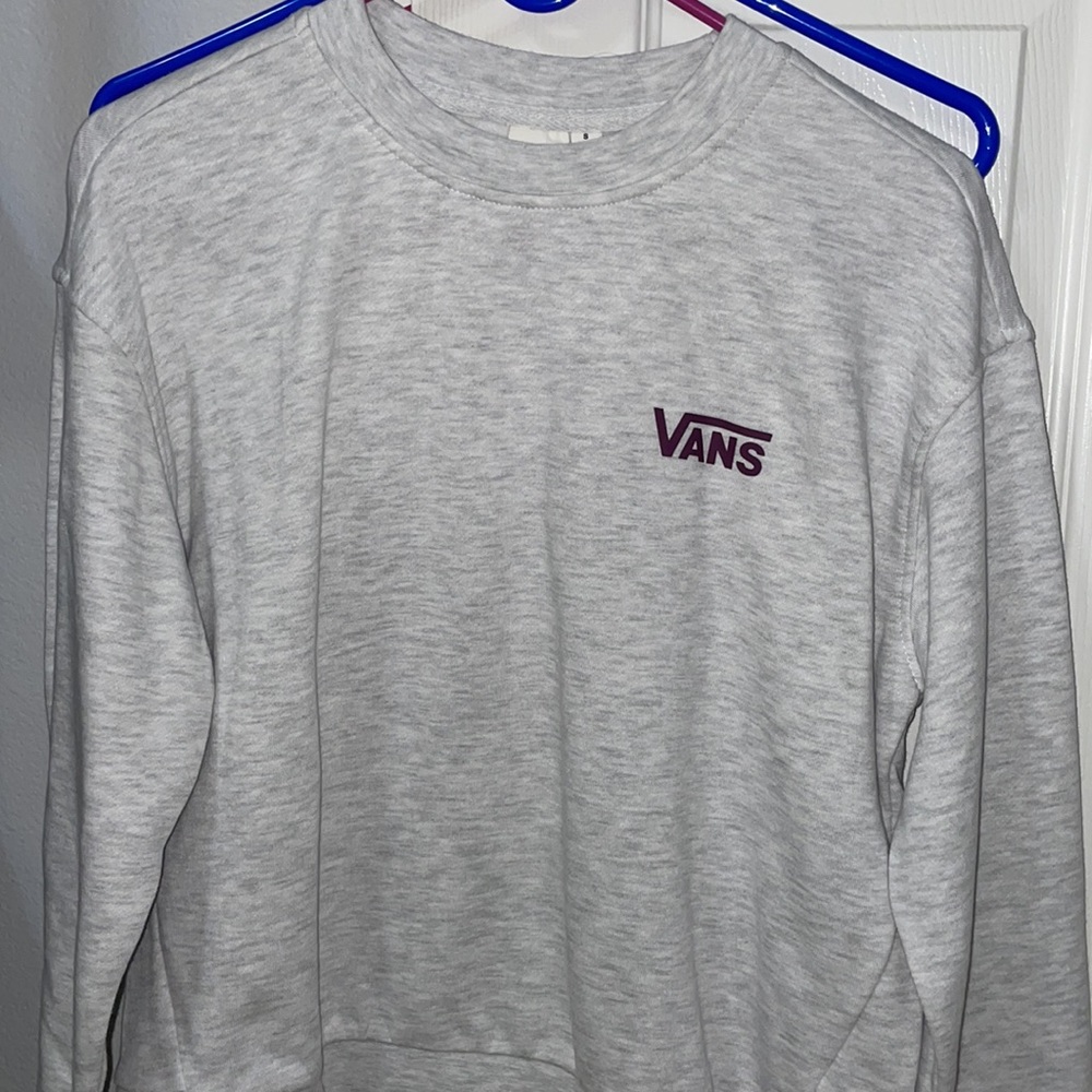 Vans Gray Sweatshirt with Purple Logo